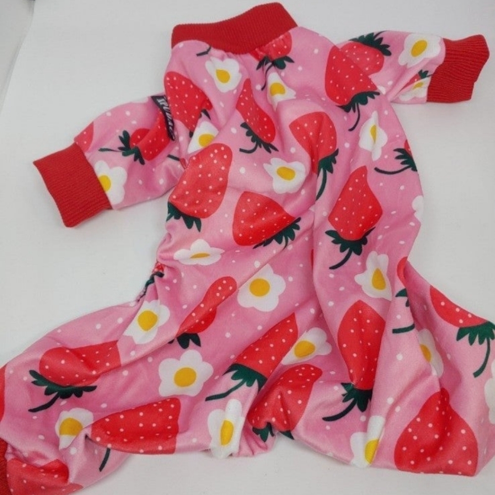 NEW Strawberry Print Floral Dog Pajamas PJs